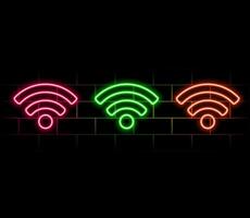 Wifi signal icon in neon style. Wifi signal icon. Web network connect logo sign. Retro sign with glowing neon. vector