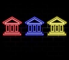 Bank building glyph icon, architecture and column, house sign, graphics. neon style. vector