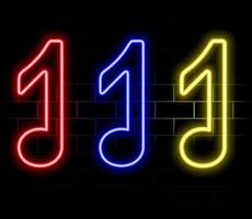 Music notes with dark neon light effect, 3d rendering. 3D illustration. vector
