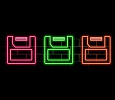 Floppy Disk Neon Label. Illustration of Electronics vector