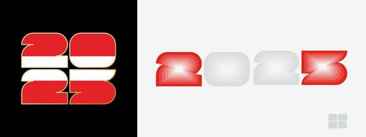 Year 2025 with flag of Austria and in color palate of Austria flag. Happy New Year 2025 in two different style. vector