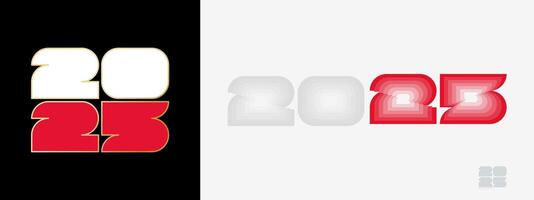 Year 2025 with flag of Poland and in color palate of Poland flag. Happy New Year 2025 in two different style. vector