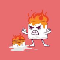A Marshmallow character burning and screaming. vector