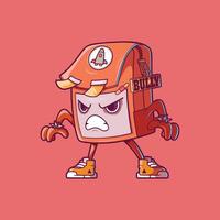 Backpack character with an angry face. vector