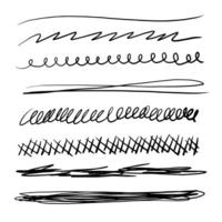 Set of artistic pen brushes. Hand drawn grunge strokes. Doodle lines, various dividers for web sites. vector