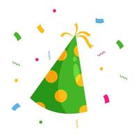 A party hat with polka dots and confetti vector