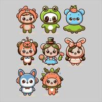 A set of cute cartoon characters vector