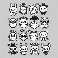 A set of cute cartoon character vector