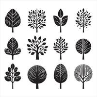 Set of trees silhouette minimalist vector