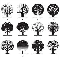 A set of different trees minimalist collection vector