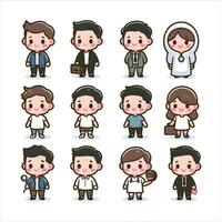 A set of cartoon characters of people in different poses vector