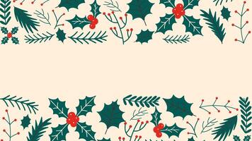 Christmas background with empty space and floral elements. vector