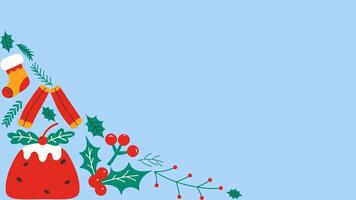 Blue background with empty space and Christmas elements. vector