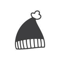 Cute warm hand draw winter hat. Doodle element. vector