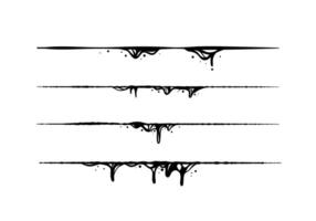 thick and sticky border line ink liquid drips collection design element decoration vector
