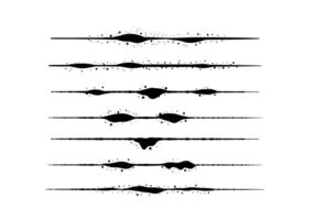 Set horizontal divider border or ink line stain and splatter design element decoration vector