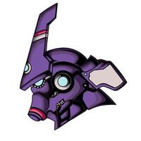 A purple robot with a helmet on vector