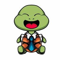 A cartoon turtle wearing a tie and smiling vector