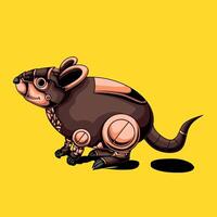 A cartoon rat with a robot arm on its back vector