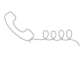 Continuous one line drawing phone receiver. Digital illustration vector