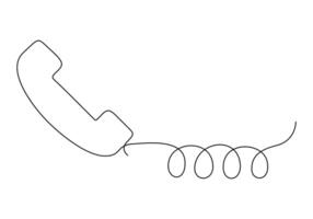 Phone receiver continuous one line drawing, phone receiver icon pro illustration vector