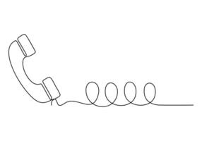 Phone receiver continuous line drawing. Single line art phone receiver. Digital illustration vector