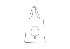 Tote bag one line drawing. Tote single line art a bag premium illustration vector