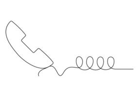 Continuous single line drawing phone receiver. Pro illustration vector
