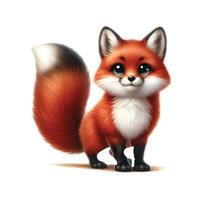 Watercolor Cute Red Fox Standing Dynamically Concept vector