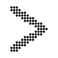 A black and white dotted arrow pointing down vector