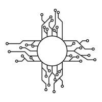 Circuit board with a circle in the center vector