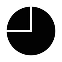 A black and white pie chart icon on a white background vector