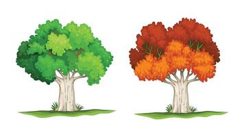 collection of different trees and plants. isolated on white background. vector