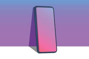 A smartphone with a purple and pink background vector