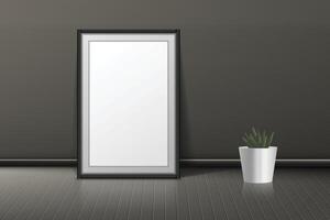 Empty room with a mirror and plant vector
