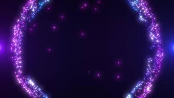 Abstract background of bright neon particles of energy sphere. Round frame of glowing dots. energy ball of bright dots, movement of a spherical ball. video