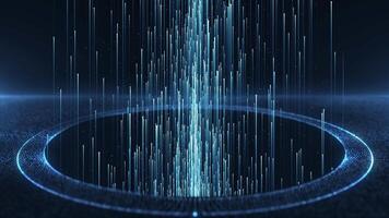 Digital waves of particles emit light and stream of data points, big data visualization, futuristic or technological abstract background with moving dotted dotted surface. video