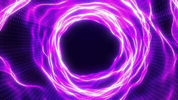 Digital futuristic tunnel with wave energy. Travel through time and save at high speed while moving in bright neon lines. High technology corridor, warp speed, wormhole video
