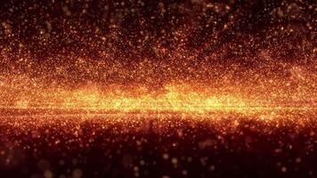 Abstract background of bright glowing orange particles of light. The movement of bright points and dust particles creating a beautiful bokeh video