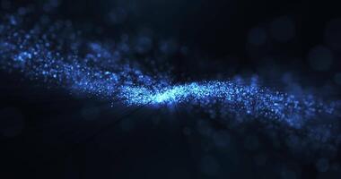 Abstract glowing wave from of particles and dots moves on a blue background, big data visualization, futuristic and digital background, 3D, 4K video