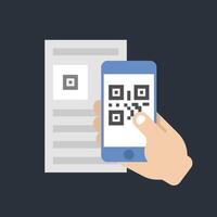 scan barcode gesture hand in flat design. vector