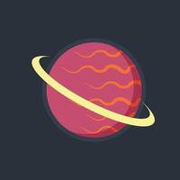 red planet with ring in flat design vector