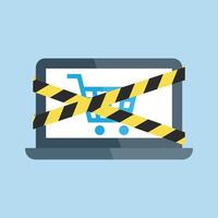 restricted shopping laptop screen in flat design vector