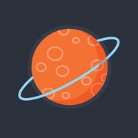 orange ringed planet in flat design vector