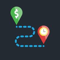 money and time location sign in flat design. vector