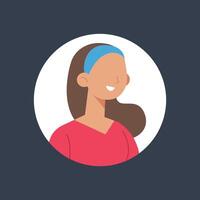 smile girl on circle frame in flat design vector