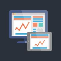 traffic shop desktop and tablet screen in flat design. vector