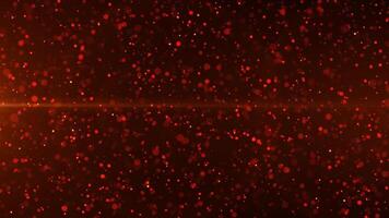 Abstract animation concept of orange particles for celebrating birthdays and holidays. 4k loop bokeh background with light particles on a dark background. Animation footage with light leakage effect. video