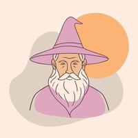 A wizard with a hat and beard vector