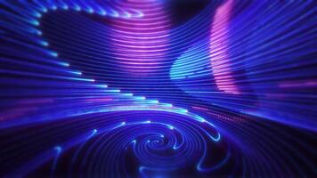 Digital cyberspace 4K with digital data network connections. Abstract technology data stream, blue digital glowing spiral, connection concept, big data, futuristic background, seamless loop video